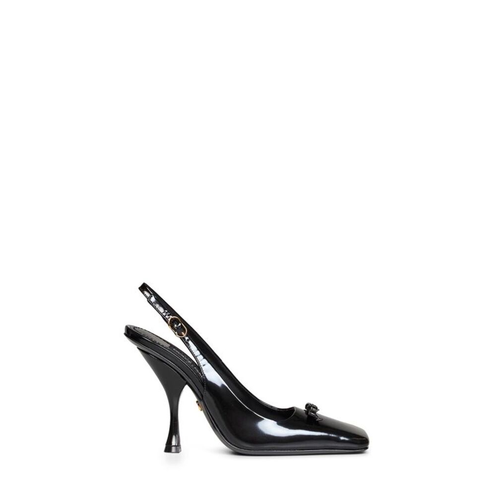 Dolce & Gabbana Women Black Glossy Calfskin Leather Schiffer Slingback Pumps